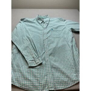 Cinch Plaid Snap Shirt Teal Grey Long Sleeve Mens XL Western MTW1103872